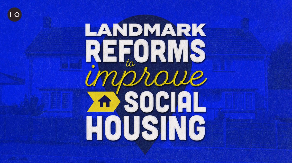 Image of houses. Text reads Landmark reforms to improve social housing. 