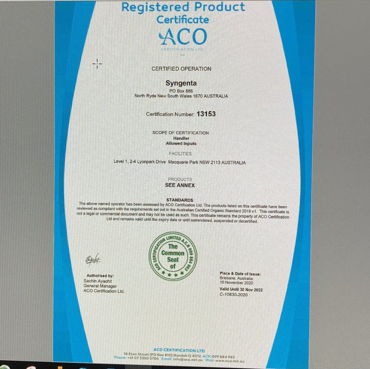 HortApplication's tweet photo. Some good news today #ThiovitJet just got ACO organic certification. The best sulphur is now available for growers to use in organic production systems @SyngentaANZ https://t.co/hKRPuRNNG3