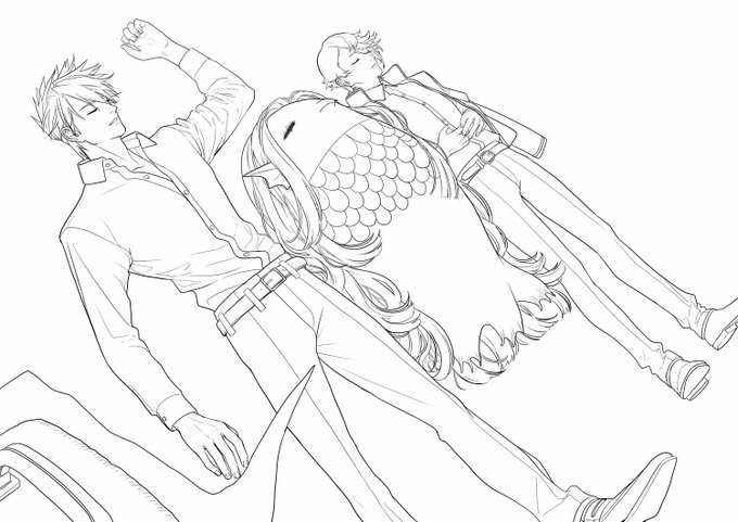 #皆さん線画と塗った後を見せてください
背景は厚塗り方式で描くことが多いのであんまり線描かないです 