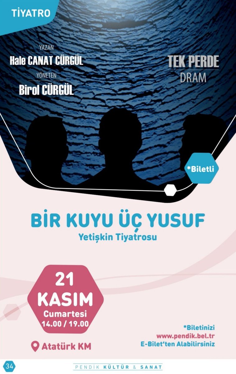 "BİR KUYU ÜÇ YUSUF" oyunumuzla Pendik Belediyesi Atatürk Kültür Merkezi'ndeyiz..

21 Kasım 2020 Cumartesi 
Saat :14.00 ve 
          19.00'da

Bekleriz..

#yakazatiyatrosu #birkuyuüçyusuf #tiyatro #pendikkültürsanat