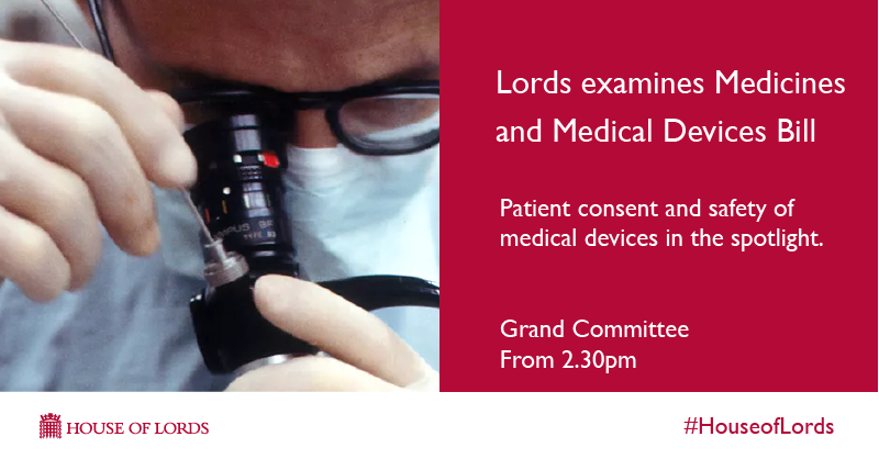 In Grand Committee from 2.30pm, members continue detailed scrutiny of the #MedicinesBill. Learn more. parliament.uk/business/news/…