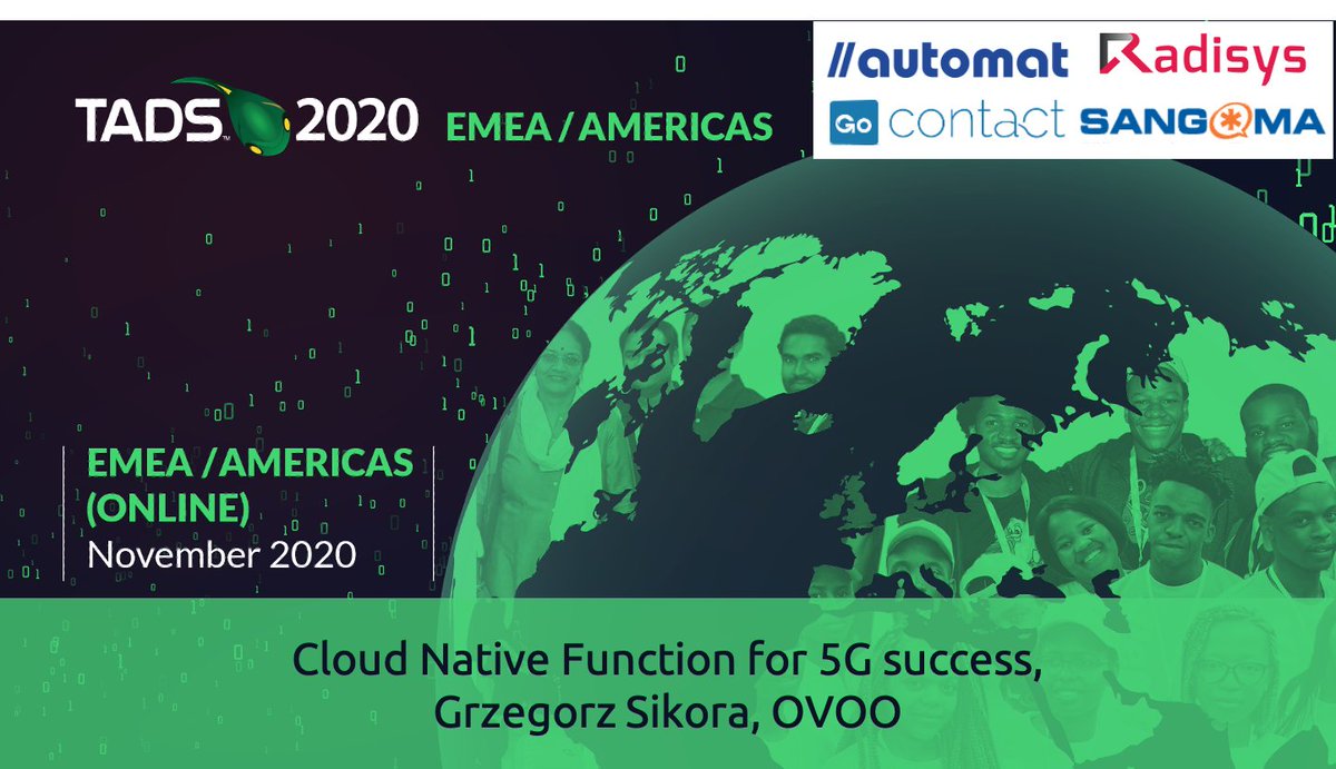 Alan_Quayle's tweet photo. Featured today @TADSummit #EMEA #Americas
 
Cloud Native Function for 5G success @gsikora1 #ovoo https://t.co/37fk2sH4Jk

Fighting Fraud &amp; Frictionless Customer Experience @AbhiCalvin @Smartnumbers https://t.co/kKOGCr5Crk

Sponsors @GoContactCloud @Sangoma @Radisys @AutomatBerlin https://t.co/mLbKvwaSCa