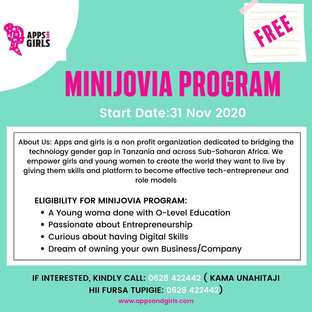 appsandgirls's tweet image. Another one!We are dedicated to #CreatingaDigitalGeneration and here is another opp for girls. Minijovia is a short course (one month long) where you will learn coding and entrepreneurship.All you need is time to be able to attend the training,Call 0628422442 to register yourself