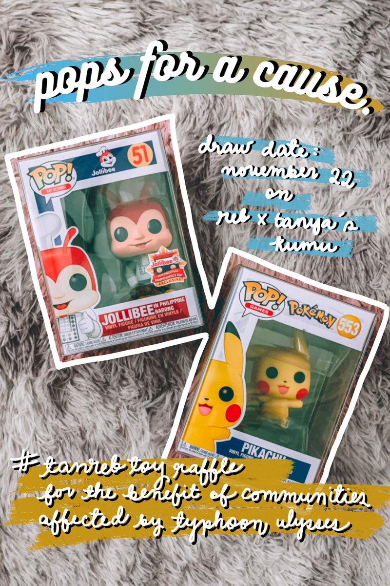 TanyaManalang's tweet photo. proceeds for this month’s toy raffle will go to Typhoon #UlyssesPH victims. the more entries you drop, the more families you help. this fundraiser is officially hosted by #tanreb — donations will be publicly accounted for and updated on our social media. #PopsForACause 💛💙 https://t.co/qjFzEtTd74