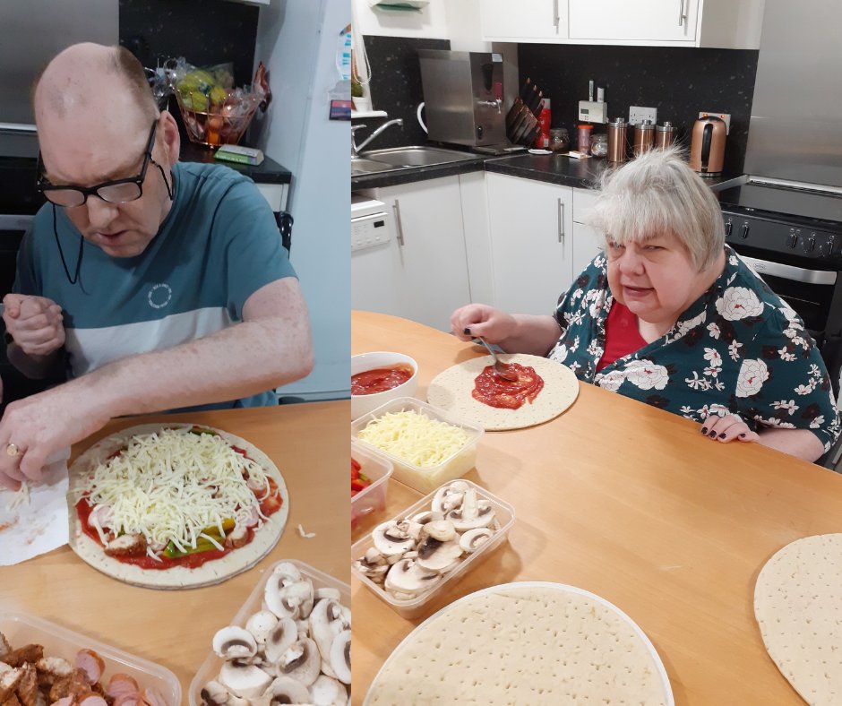 FairDealG45's tweet photo. Christine and Michael were busy making homemade pizzas this week! We've enjoyed watching so many people we support get into their cooking in 2020 #positive2020 https://t.co/ZtHqKMZ8bK