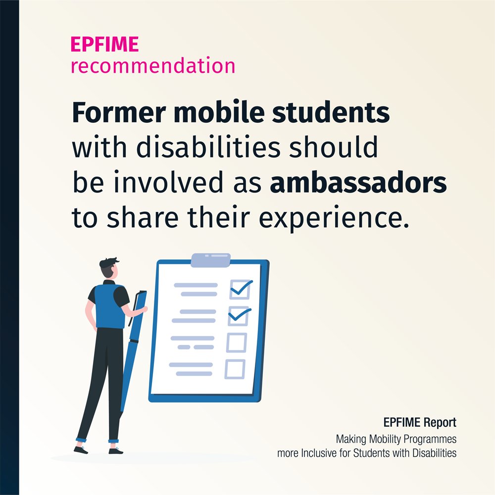 ESN_Int's tweet photo. 🔑 result #2 of the #EPFIME research report
The information provision and promotion on #mobility abroad for students with disabilities is lacking. Campaigns are limited and do not reach #students with #disabilities.
Find out more in our report ➡️ https://t.co/7kHIPmqdK5 https://t.co/hvQlrYAvnK