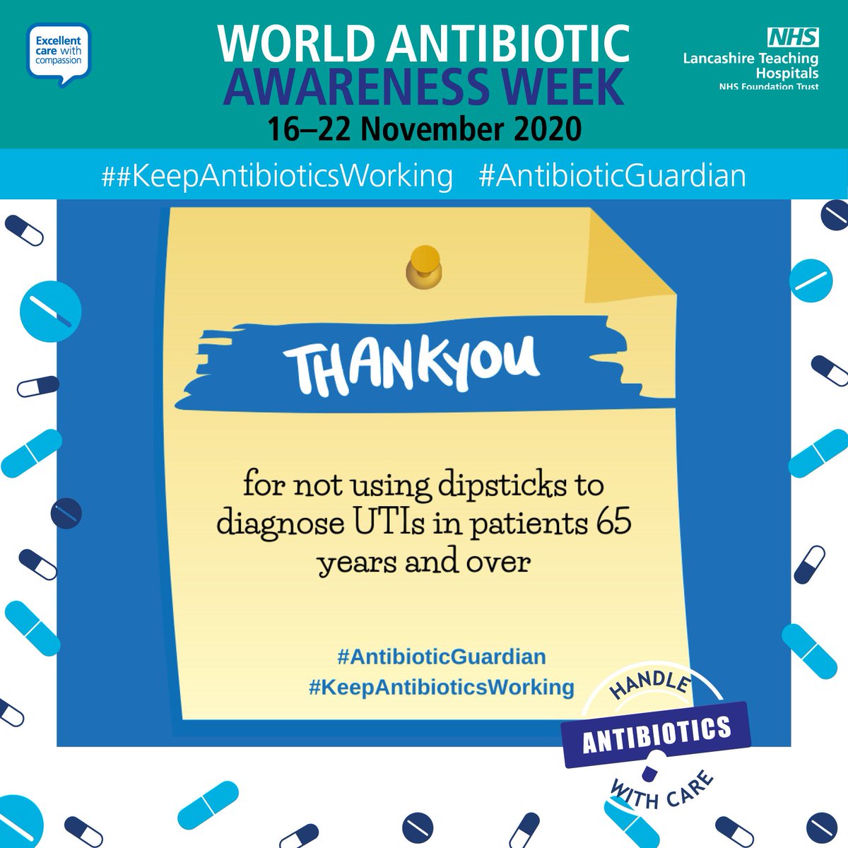 LancsHospitals's tweet photo. Urine infections are a common reason to use antibiotics. Check out our short video that explains how we manage urinary tract infections https://t.co/nq7avP1YZq #AntibioticGuardian #KeepAntibioticsWorking #ToDipOrNotToDip @lthtr_microteam @IPCTeam_LTHTR https://t.co/eCyR171CqD