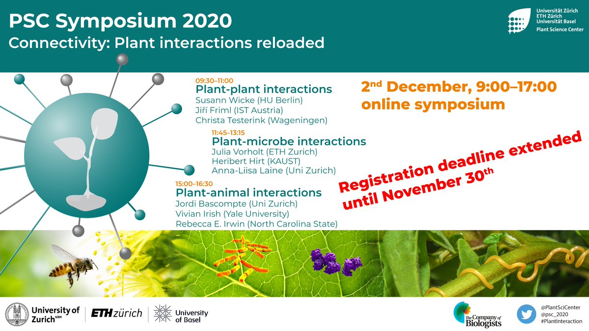 psc_2020's tweet photo. Please RT - We extended the registration deadline to November 30th. We're much looking forward to welcoming you and our speakers to learn and discuss about various plant interactions from different perspectives. Register here now: https://t.co/HcM8jy7O1Y @PlantSciCenter https://t.co/mNfOnCfqUd