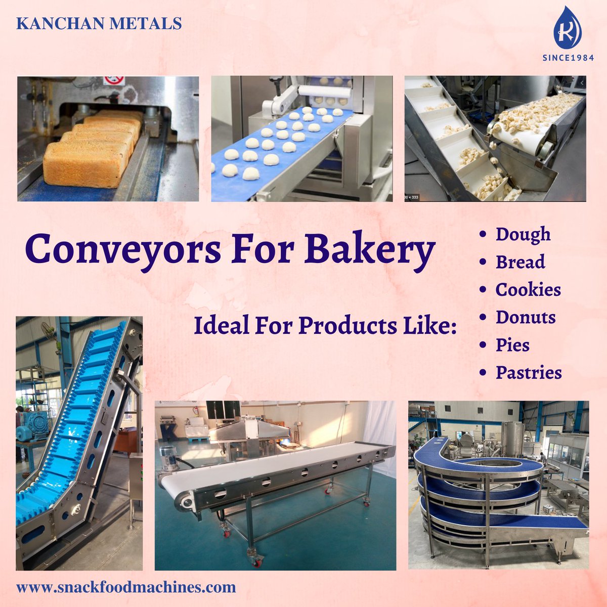 KanchanMetals's tweet image. Baked your Product effortlessly with Kanchan metal conveyors. Ideal for all bakery products like Dough, Bread, Cookies, donuts, Pies, pastries, and a lot more. To know more check out snackfoodmachines.com/machinery/conv…
#bakery #conveyors #conveyingsolution #bread #pies #Cookies #Dough