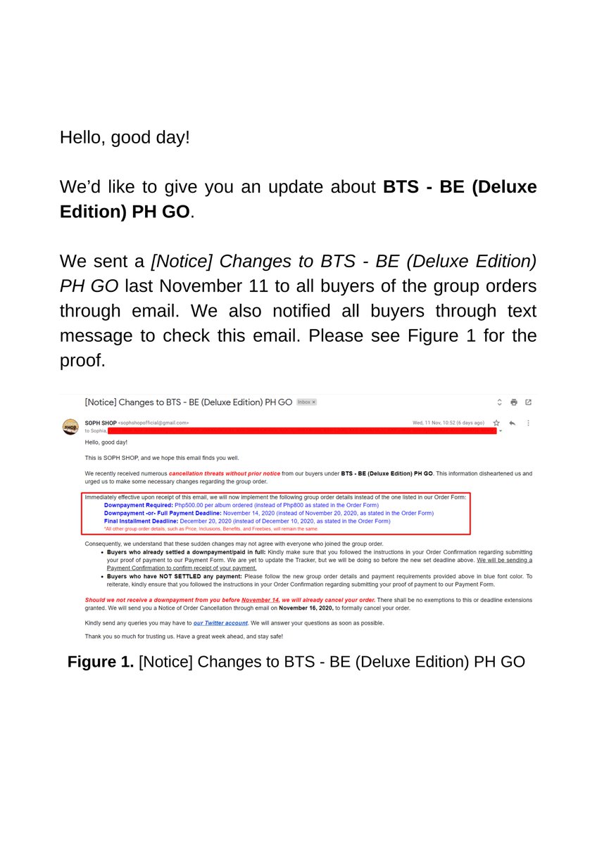 SophShop's tweet photo. [#SOPHUpdates, #SOPHMUpdate] Re: BTS - BE (Deluxe Edition) PH GO

Hi everyone! Here's the update for this group order. We'll send another one through email within the following week for the proof of purchase.

Thank you so much to everyone who continued to trust us! 😊💛 https://t.co/zkAA8CfBm0
