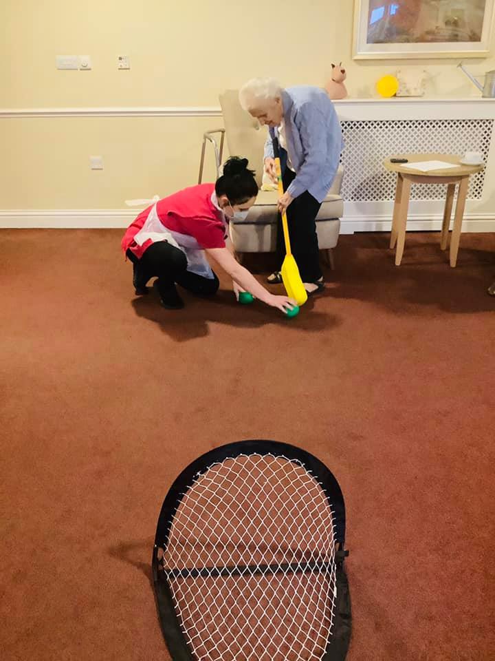 HCH_Bucklesham's tweet photo. Residents have been busy playing hockey with their #mobigames equipment! Its such a good way to keep active whilst having fun. https://t.co/UlGbsB3NFo