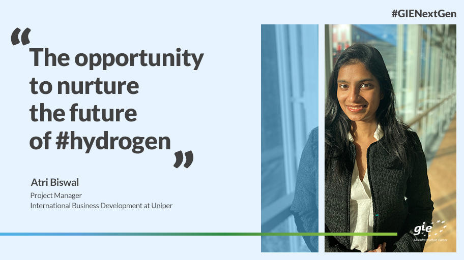 GIEBrussels's tweet photo. ⌛ Meet #GIENextGen, Atri Biswal, tomorrow's #energy leader.

"The opportunity to nurture the #future of #H2 is the most exciting feather that I recently added to my international hat"🌍🎩 

#AtriBiswal is Project Manager of #InternationalBusiness Development at @uniper_energy. https://t.co/OKSXj8Y4ZS