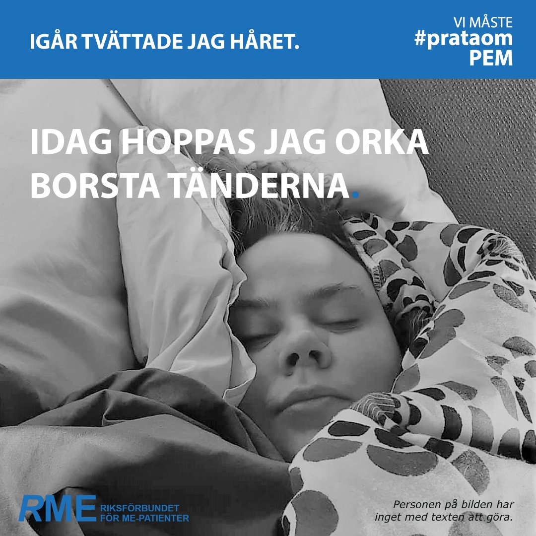 RMEsverige's tweet photo. PEM kan innebära ett långvarigt förvärrat sjukdomstillstånd och även en permanent försämring av sjukdomen. En mycket liten ansträngning kan utlösa en kraftig reaktion.
VI MÅSTE #PrataomPEM https://t.co/uW1Ve8VAh5