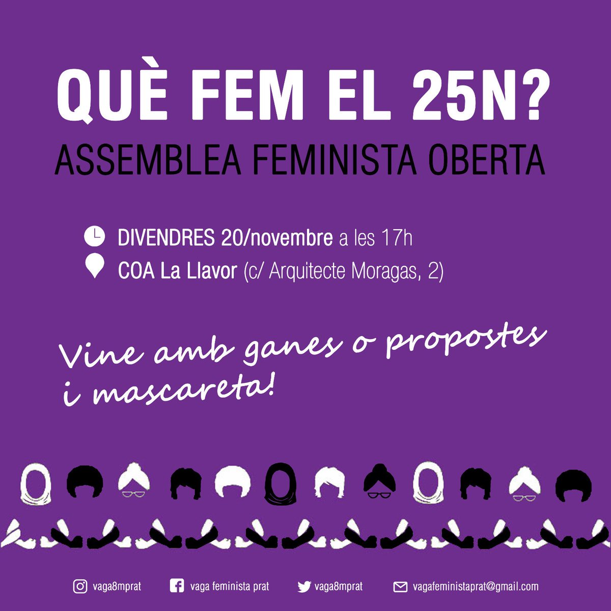 BandadaFem's tweet photo. Ens preparem. 
Només cal portar ganes i/o propostes i la mascareta!
#25N #BaixLlofeminista #novembrefeminista #VivesiRebels #ViolènciesMasclistes https://t.co/W3EvUnX6zy