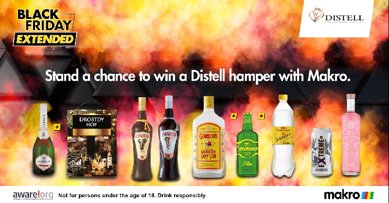 Are you ready to WIN big with Makro and Distell? 𝗟𝗜𝗞𝗘 ❤️ or 𝗥𝗘𝗧𝗪𝗘𝗘𝗧 this Tweet to opt-in for alerts on this week’s deals and stand a chance to 𝗪𝗜𝗡 1 of 2 Distell hampers 🕺💃. Ts and Cs apply. Ending Nov.