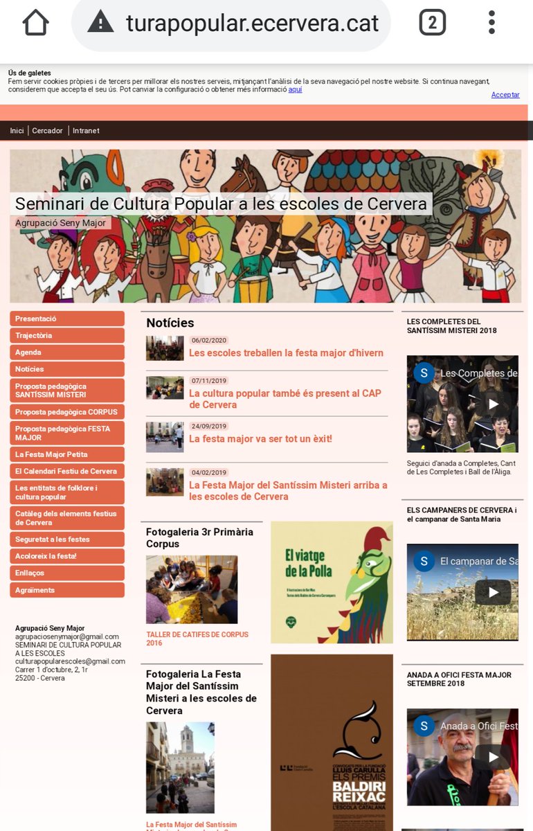 SenyMajor's tweet photo. Ja tornem a tenir oberta, fins el mes de juny, la pàgina de Cultura Popular a les Escoles de Cervera.

Us recomanem consultar-la a:

https://t.co/JOuyloorm1 https://t.co/Tks2lEeotX