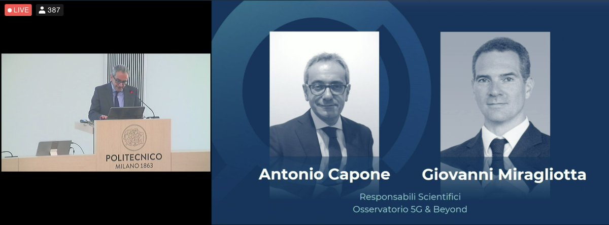 Osserv_Digital's tweet photo. Antonio Capone apre l'ultima parte del convegno: "Le issue aperte" #Oss5G20 #5G https://t.co/edEfJdQ1eC