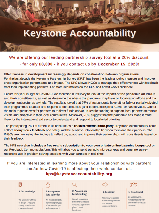 We know now more than ever that organisations need to listen and respond to constituent feedback. Are you listening to your partners? Keystone is offering our Partnership Survey with a 20% discount if you contact us by December 15th 2020! #ConstituentVoice #Feedback