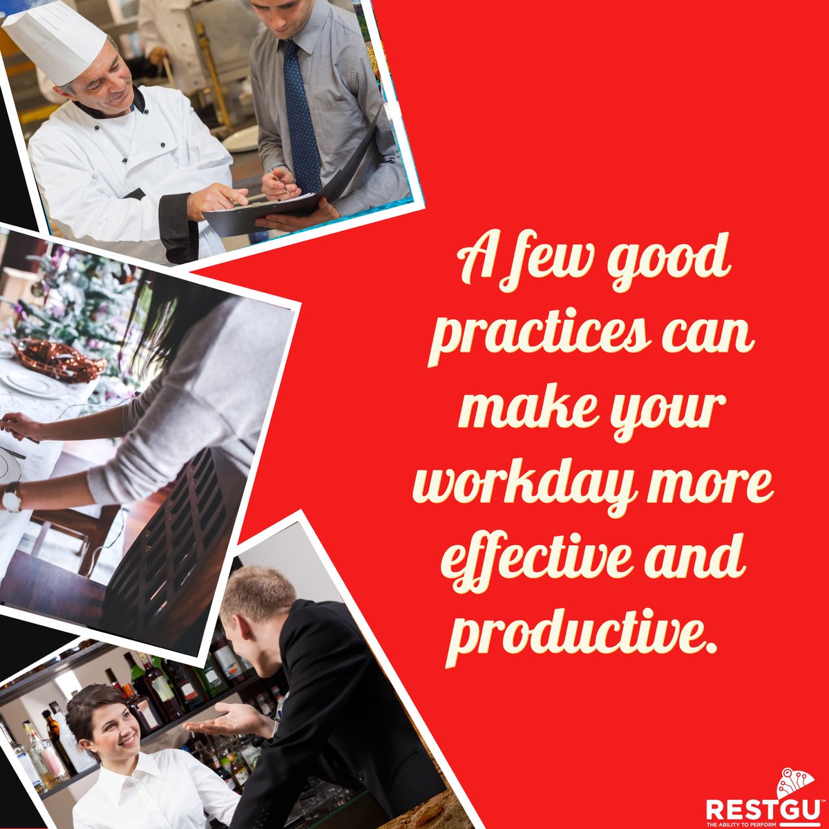 RestguCanada's tweet photo. A few good practices can make your workday more effective and productive.
Join RESTGU...Be Certified!
#RESTGU -Online Restaurant Training
#Restaurant #Chef #Hospitality #Chefs #Culinary #Restaurants https://t.co/z3hCYwhTzo