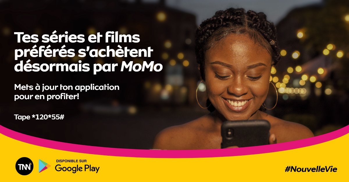 MTN_123's tweet photo. DU NOUVEAU AVEC MoMo et TNN
C’est désormais possible de payer vos forfaits TNN via MoMo 
Si vous n'avez pas encore MTN TNN, cliquez sur lien
https://t.co/sSKnQSlJ46
Vous pouvez aussi taper *120*55# pour recevoir ce lien par SMS
#mtncongo #mobilemoney  #mtntnn #everywhereyougo https://t.co/RK6mR4UFMb