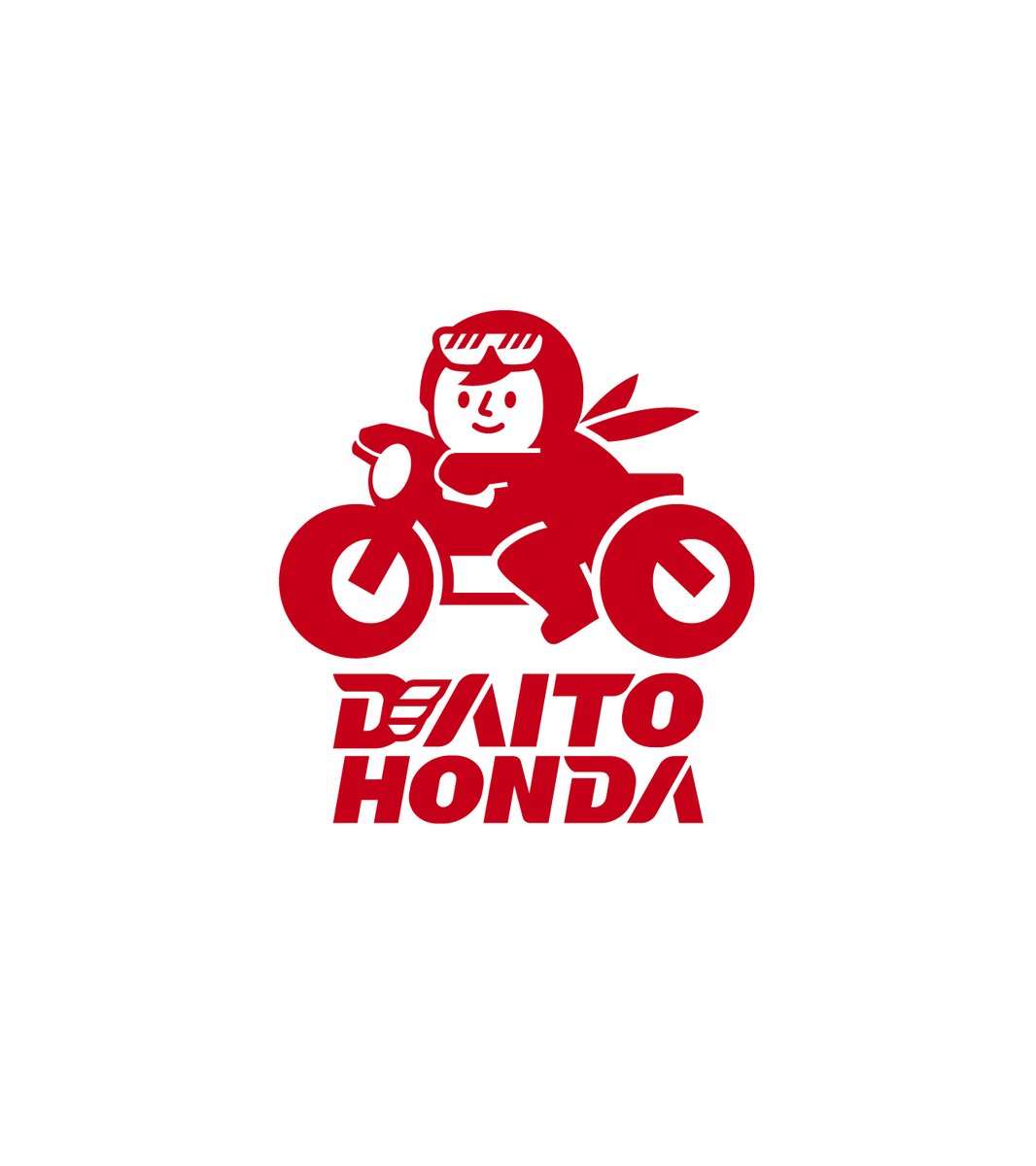 野口マイコ Logodesign 大阪の大東市にある老舗のバイク屋さんの ロゴマーク 元々オリジナルキャラクターのステッカーを使用されていたのですがそれを踏襲するカタチでバイクに乗っているキャラクターを制作 最終違う案が採用となりましたがこの子も