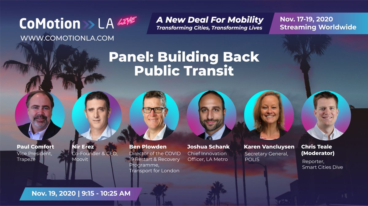 moovit's tweet photo. ⏲️ T-2 days until the "Building Back Public Transit" panel at @LA_CoMotion!

Moovit's Co-founder &amp; CEO @NirErez1 with other mobility executives will discuss how the public transit industry is dealing with the impact of #COVID19.

Meet Moovit at the event 👇https://t.co/ZAlrBScUz6 https://t.co/E6NvoudlD6