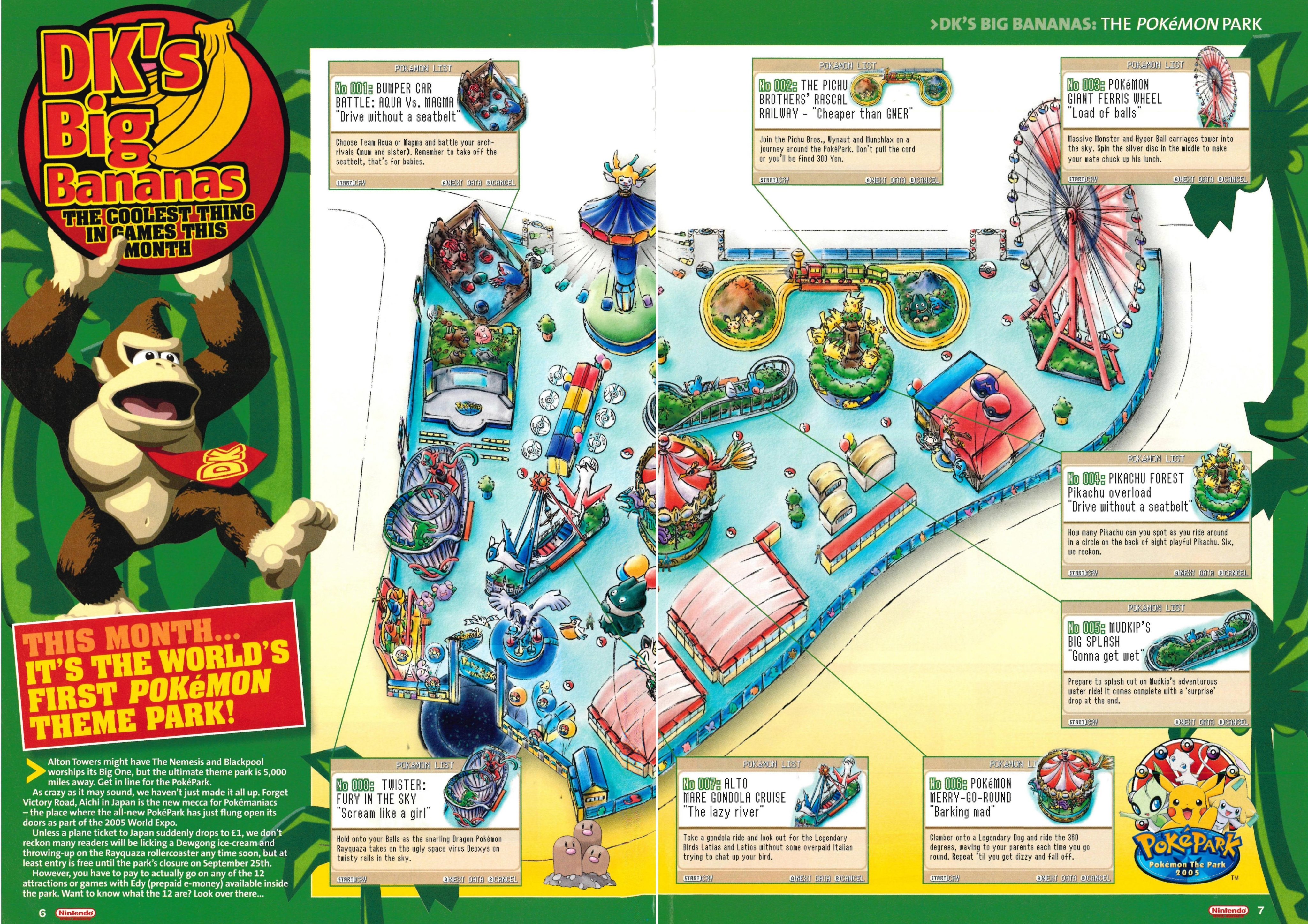 Dr Lava S Lost Pokemon The Lost Pokepark This Two Page Spread In A 05 Issue Of Nintendo Official Magazine Shows A Map Of The Pokepark In Japan The Park Was Home