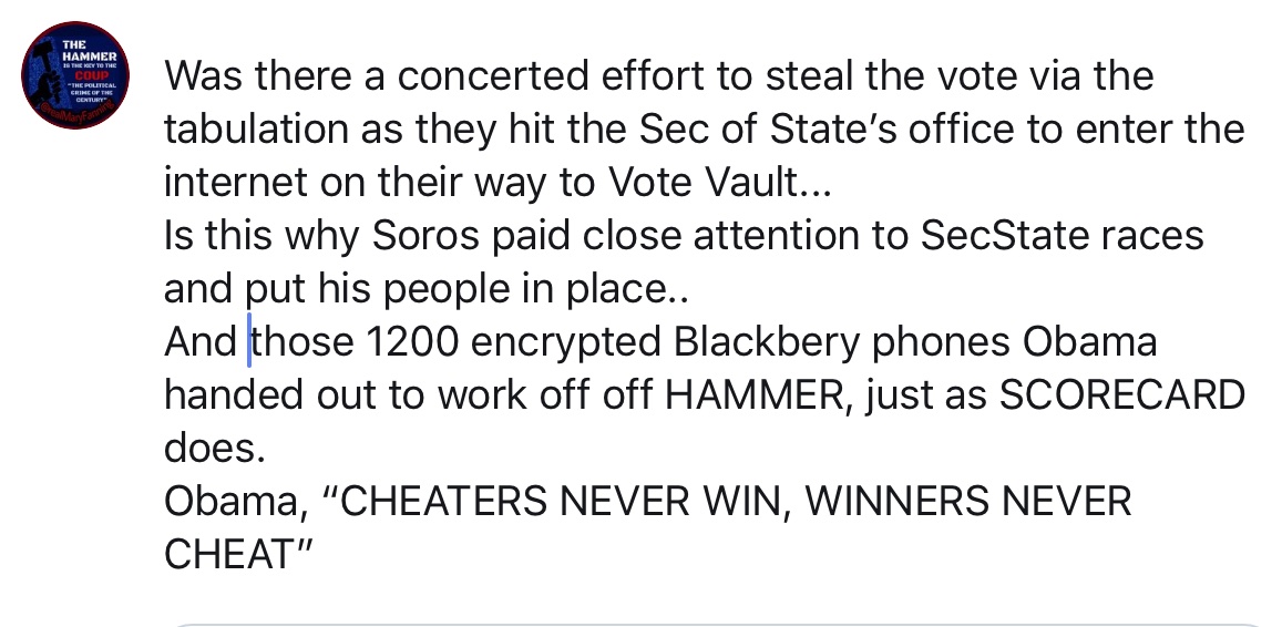 realMaryFanning's tweet photo. HEY Obama, “CHEATERS NEVER WIN, AND WINNERS NEVER CHEAT”
#DOMINION #SCTYL
@SidneyPowell1
@GenFlynn
@RoscoeBDavis1 https://t.co/JbS5Wb8eMT