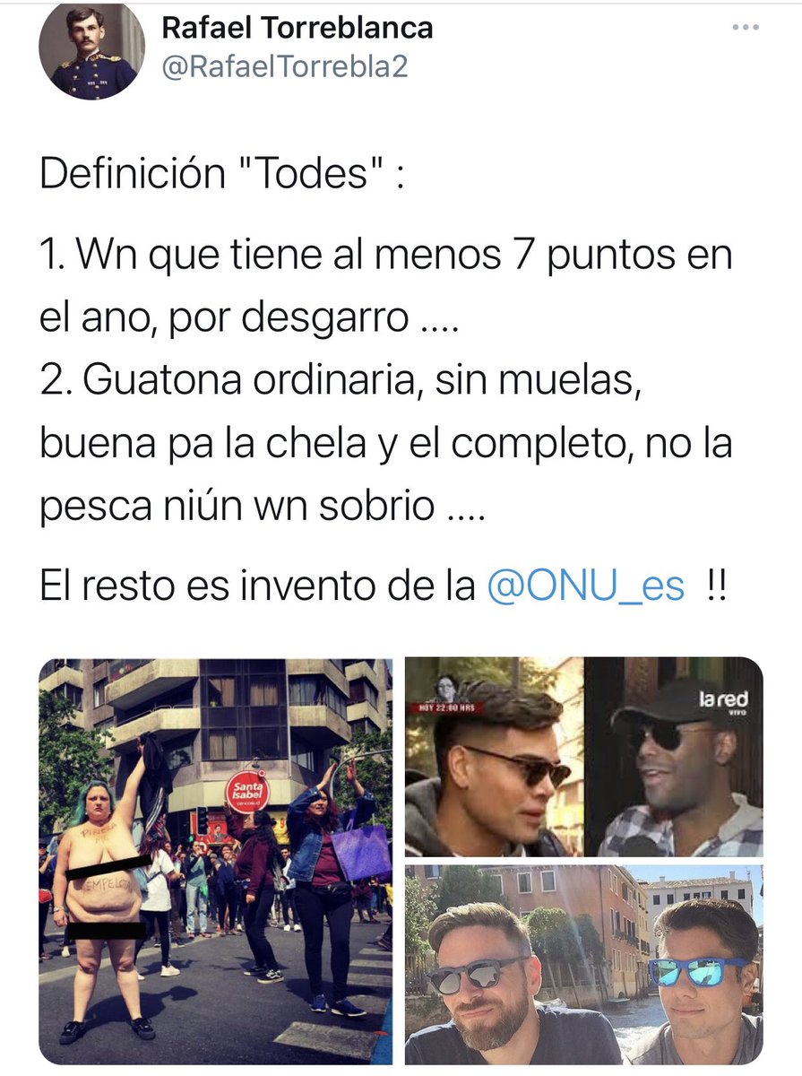 hola, pido ayuda para denunciar la cuenta de <a href="/RafaelTorrebla2/">Rafael Torreblanca #Republicano</a>, este facho NAZI descaradamente ataca a las mujeres, a nuestros pueblos originarios y a las minorias de nuestro 🇨🇱.
<a href="/pcayuqueo/">Pedro Cayuqueo</a> <a href="/RafaelHarvey3/">Rafael Harvey (Cuenta Oficial) ⚖️🇨🇱</a> <a href="/EPInforma/">𝔼𝕝 ℙ𝕦𝕖𝕓𝕝𝕠 𝕀𝕟𝕗𝕠𝕣𝕞𝕒</a> <a href="/baradit/">Jorge Baradit Morales</a> <a href="/siliconvalle/">Siliconvalle</a> <a href="/PamJiles/">#PamelaJilesDiputada</a> <a href="/mariseka/">Marisela Santibáñez Novoa</a>

👇RT por favor !! 👇
