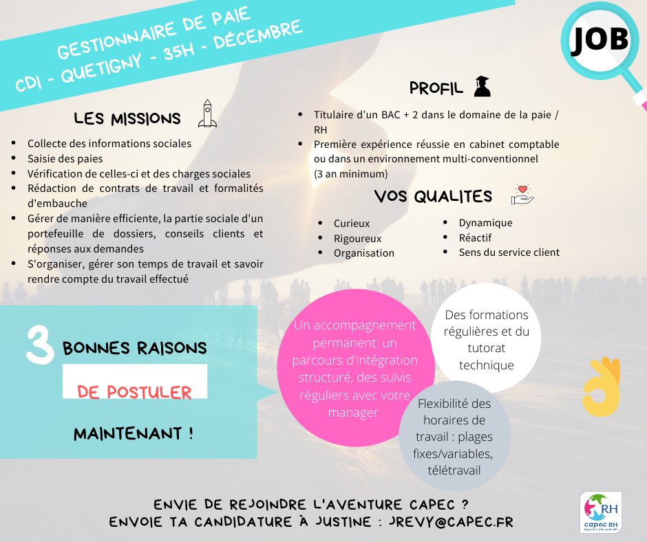 CAPEC_ec's tweet image. 📢 #offreemploi #Capec

CAPEC RH recherche :
un #gestionnairedepaie 👨🏻‍💻
à #Quetigny 📍
à partir de #decembre ! 📅

💪🏻Viens rejoindre la #teamcapec !! 😁