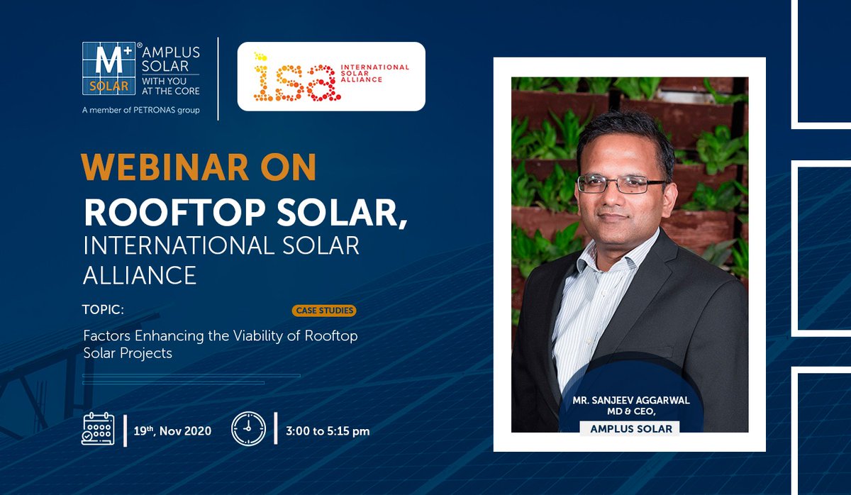 amplussolar's tweet photo. Join us for an informative #Webinar on Rooftop Solar Projects. It further discusses the various facets related to #technology, #financing and #benefits such projects. 

#AmplusSolar #WebDiscussion #KeyPeople #CEO #CFO #SolarEnergy #RenewableEnergy #SusutainableLiving #Sustainable https://t.co/3RgJygv7mv