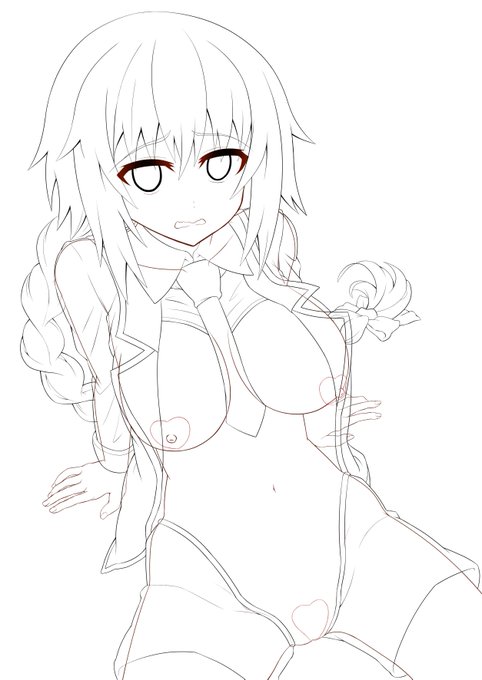 #皆さん線画と塗った後を見せてください
服の下も差分で描いてます 