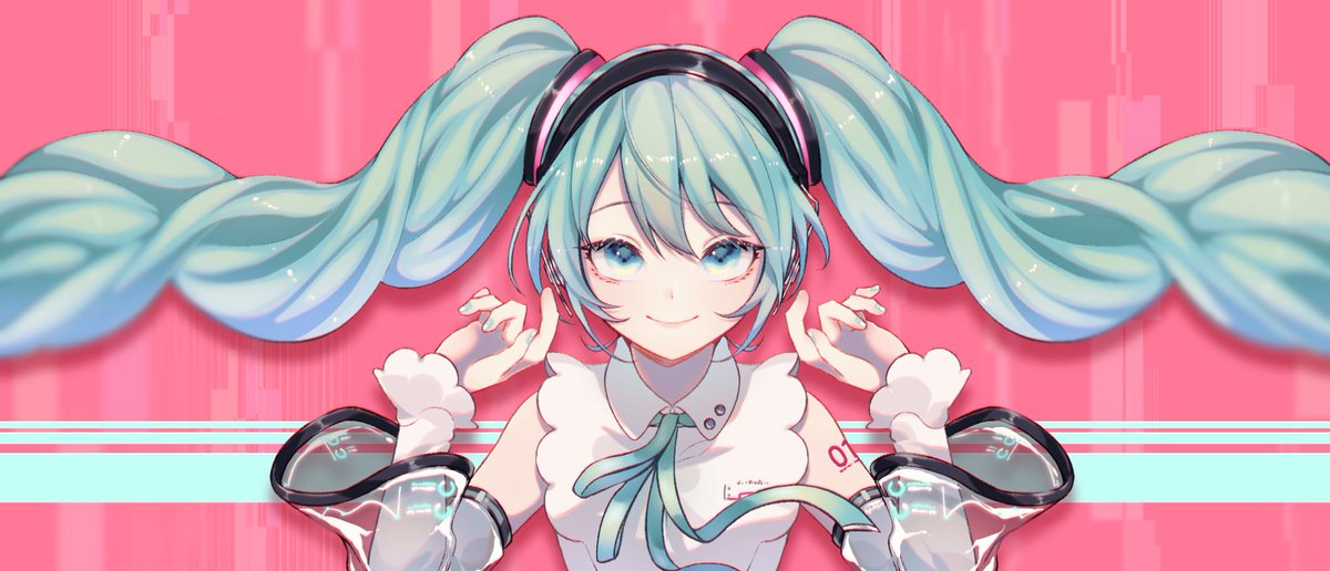 hatsune miku 1girl solo long hair see-through sleeves twintails neck ribbon detached sleeves  illustration images