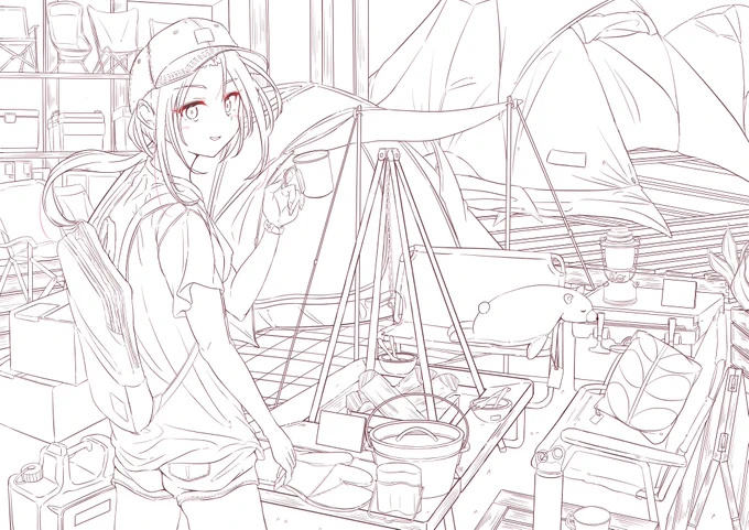 #皆さん線画と塗った後を見せてください
ここ最近で一番線画を描き込んだ気がする流夏さん✨ 
