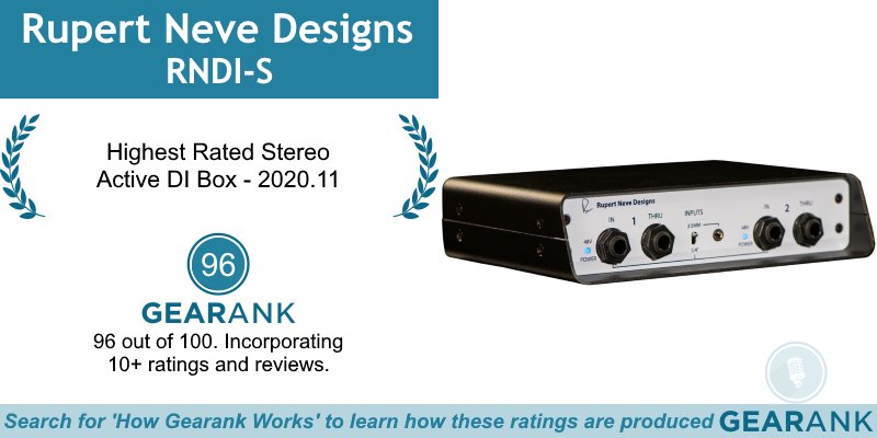 GearankMI's tweet photo. The Rupert Neve Designs RNDI-S is the Highest Rated Stereo Active DI Box:
https://t.co/eFlRHcNlGX

@Rupert_Neve #Rupert_Neve #RupertNeve #RupertNeveDesigns #RupertNeveRNDIS #RNDIS #DI #DIbox #DIboxes #Reamp #ReampBox #DirectBox https://t.co/Y9NErvr6wJ