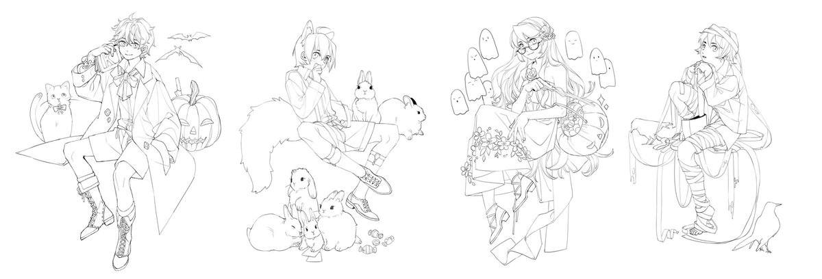 AliceRabbit1001's tweet photo. 成稿、线稿、草稿（草稿里甚至没想到要画布鲁诺） https://t.co/UvKJJR53vM