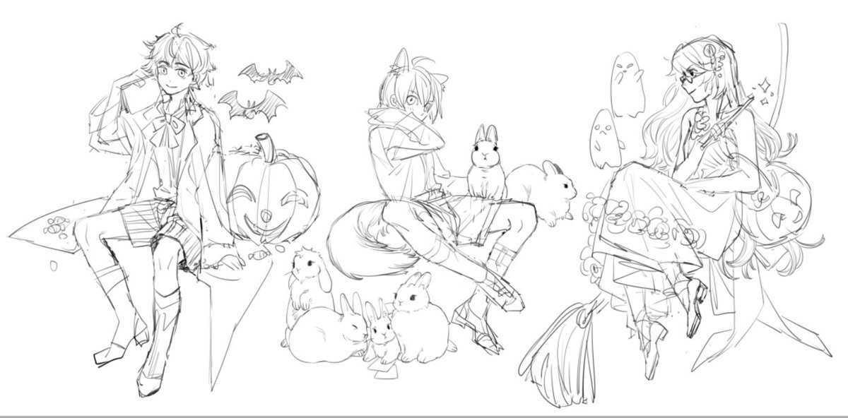 AliceRabbit1001's tweet photo. 成稿、线稿、草稿（草稿里甚至没想到要画布鲁诺） https://t.co/UvKJJR53vM