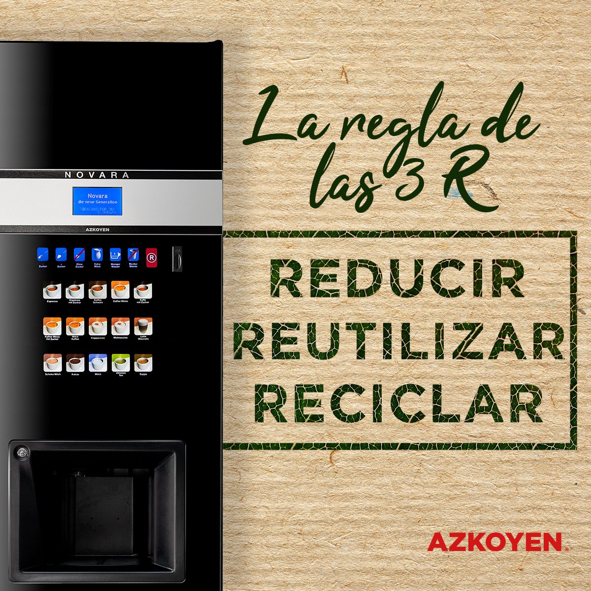 CashlogyOficial's tweet photo. #Sostenibilidad | El respeto medio ambiental ha sido un factor fundamental en el diseño de nuestras máquinas. Por ello hemos seguido la regla de las 3 R, reducir, reutilizar y reciclar. ☕♻ #MedioAmbiente https://t.co/QAWGiL5wjh