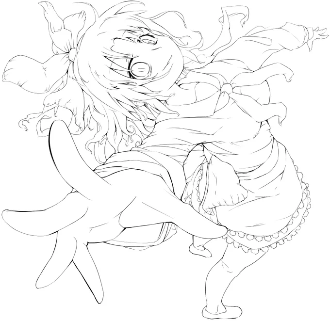 #皆さん線画と塗った後を見せてください 