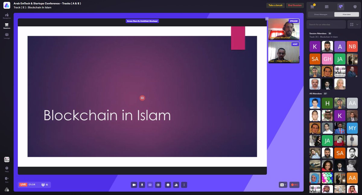arabemtechconf's tweet photo. Happening Now , by:  Abdelfatah Mouttaqui

talking about : 

Blockchain In Islam

@ Arab EmTech &amp; Startups Conference

#ArabEmTechConference https://t.co/soDhUMNmji