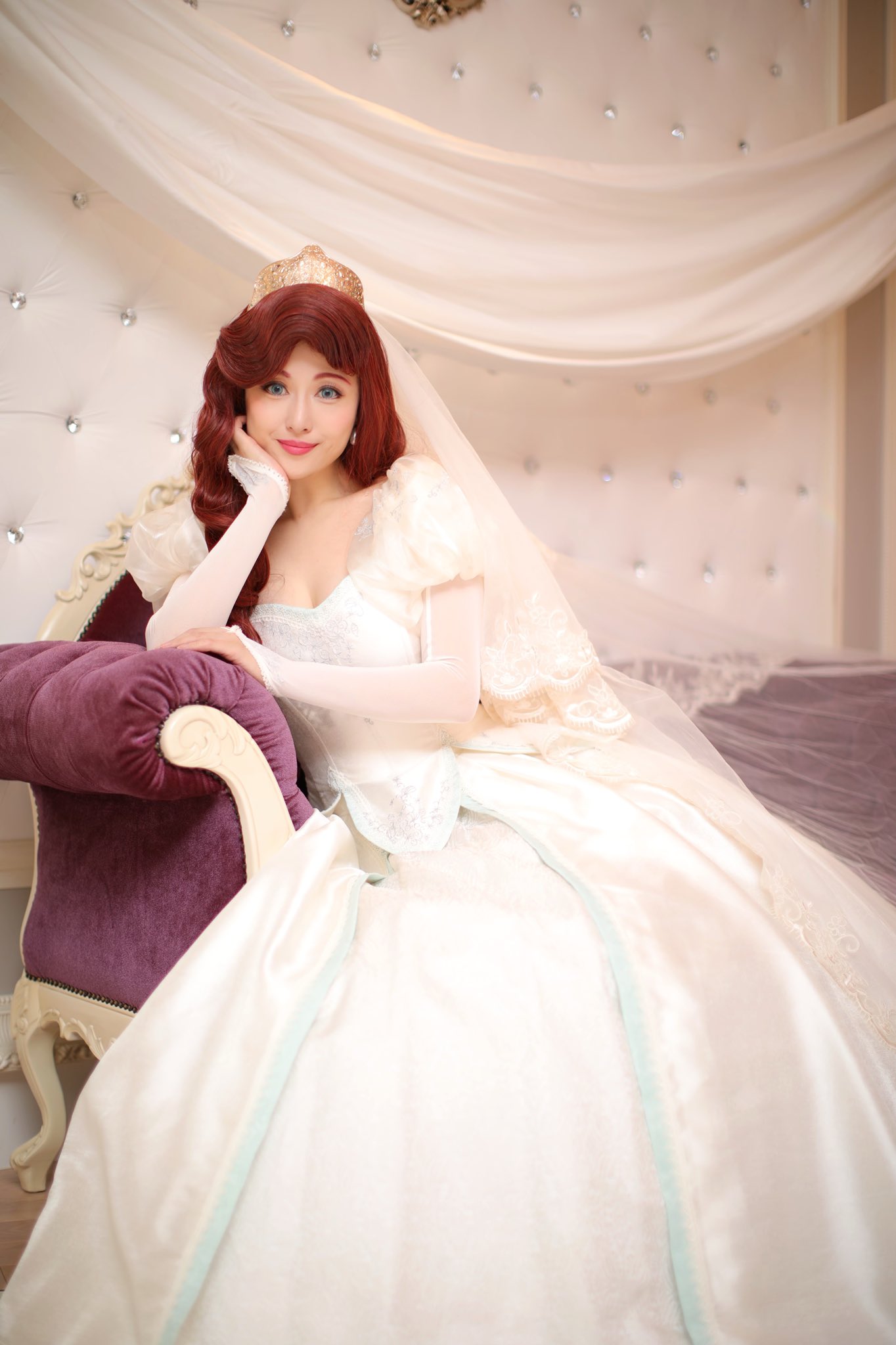 ディズニー シークレットハニー ドレス アリエル 結婚式 dハロ仮装-