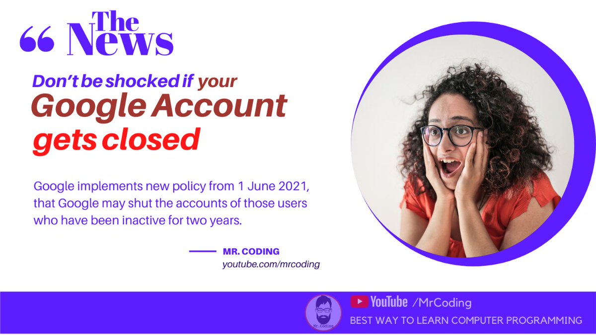 MrCoding33's tweet image. Don&apos;t be shocked if your account gets closed
Google implements new policy from 1 June 2021, that Google may shut the accounts of those users who have been inactive for two years.

#GoogleAccouunt
#MrCoding
#mrcoding33
#SaveYourData