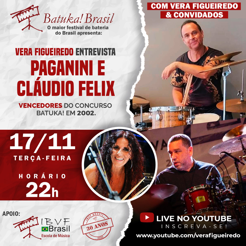 Hoje, Vera Figueiredo entrevistará Paganini e Claudio Félix.

Inscreva-se no canal de Vera Figueiredo – youtube.com/verafigueiredo e participe.

#paganini  #claudiofelix #verafigueiredo  #batukabrasil  #batukabrasilgrandesencontros #ibvfbrasil  #ibvfbrasil30anos