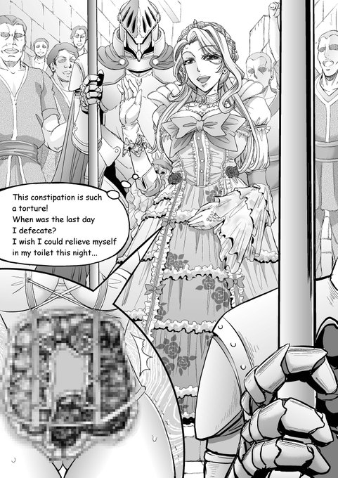 #女王 #便秘 #トイレ #スカトロ 先日投稿した女王様便秘ネタ完成。海外からのコミッションは面白い設定の依頼がくるので楽しいですね。ドレスが超面倒でしたけどw他2枚はカラーになる予定。スカモザイクなし版はファンティアのほうで公開中です 
