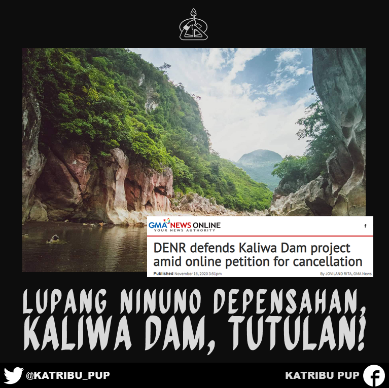 KATRIBU_PUP's tweet photo. Ang konstruksyon ng Kaliwa Dam ay magdudulot ng pagkasira ng kalikasan ng Sierra Madre at tahanan ng mahigit 5000 katutubong Dumagat-Remontado na naninirahan sa lugar.
#ProtectSierraMadre
#NoToKaliwaDam
#DefendAncestralLands
#StopDevelopmentAggression
#OustDuterte (1/5) https://t.co/myiByObMFh
