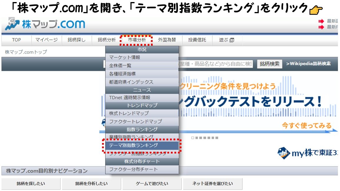 latte_koime's tweet photo. 【上昇テーマを簡易的に探す方法】
※詳細は画像参照

簡易的に上昇しているテーマを探す方法になります。

欠点としては
テーマ数が少ないことや、
関連性の低い銘柄が含まれていることもありますので

自分でテーマ本命銘柄をピックアップして、それをExcel等でトレースする方が良いかもしれません。 https://t.co/SLw4VHSA41