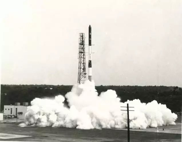 Dr. Vikram Sarabhai and YJ Rao examining the Rohini 75 sounding rocket (India’s first indigenous sounding rocket) and The SLV-3 rocket from transport to launch