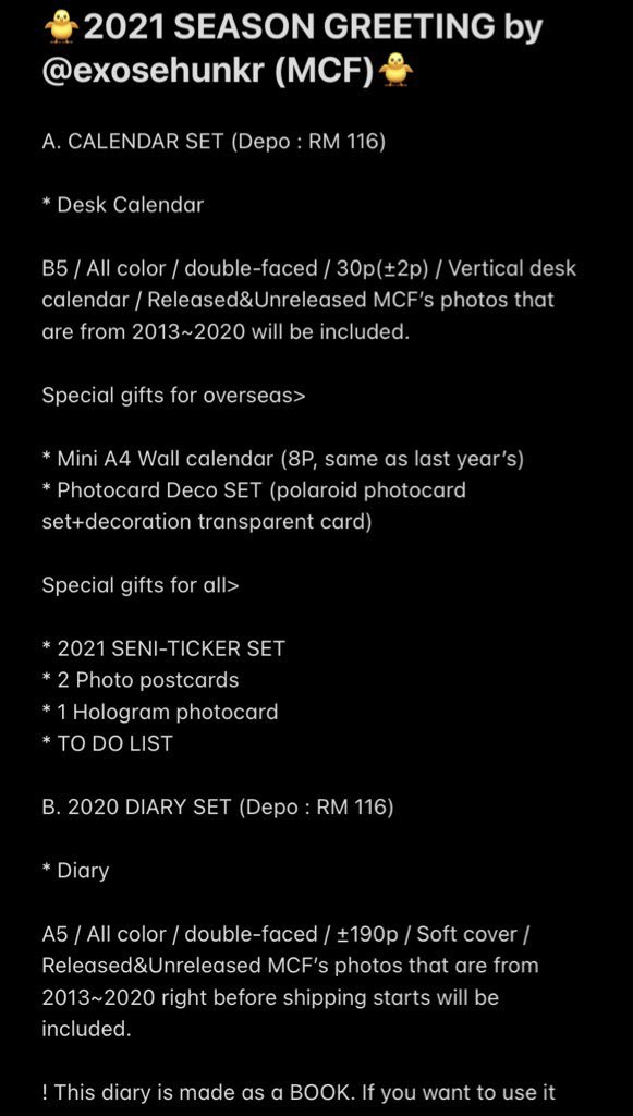 {GO/HELP RT} 2021 SEASON GREETING by  @exosehunkr Calendar set - RM 116Diary set - RM 116Calendar + diary - RM 212 Acrylic keychain - RM 3322 NOVEMBER 2020DM to order #엑소  #EXO  #세훈  #SEHUN  #世勋  #セフン  #세훈_On_Me  #xunqisbbhGO