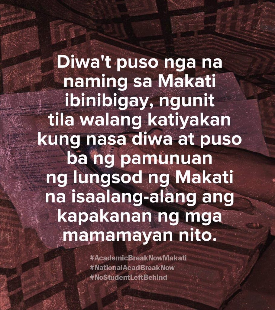 CICmaksci's tweet photo. ----- as well who have been directly affected by the devastations brought by the recent calamities, to be able to recuperate enough.

#MaksciMagingay
#AcademicBreakNow
#AcademicBreakNowMakati https://t.co/TUHazw4LJW