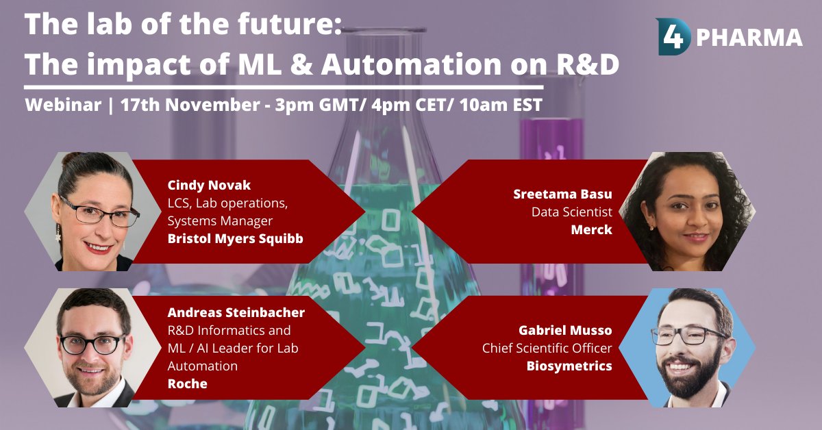 Gabe Musso will be speaking at 10am this morning alongside Merck, Bristol Myers Squibb and Roche.  The topic: How Machine Learning is streamlining drug discovery procedures.  

You can still register at: hubs.ly/H0B25VT0